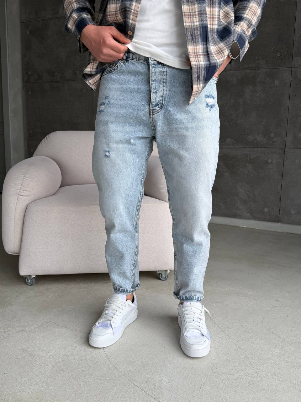 Джинси з подряжками, світло-блакитні 2298