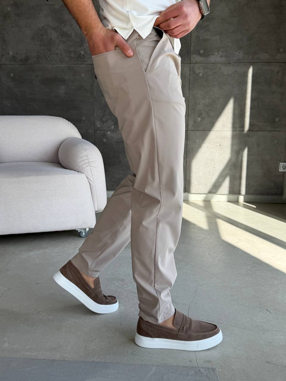 Штани на резинці із защіпками білі 6250-2