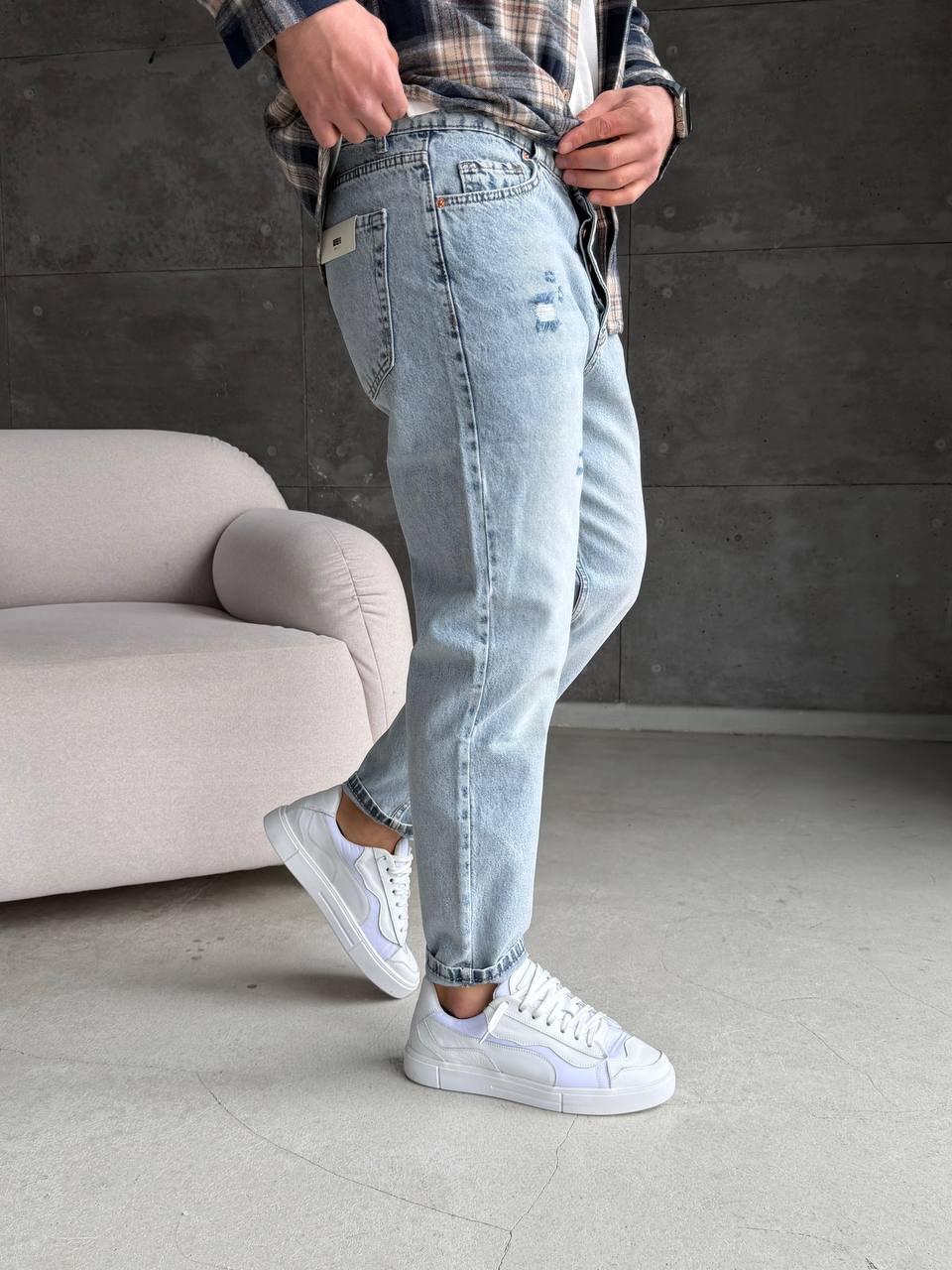 Джинси з подряжками, світло-блакитні 2298