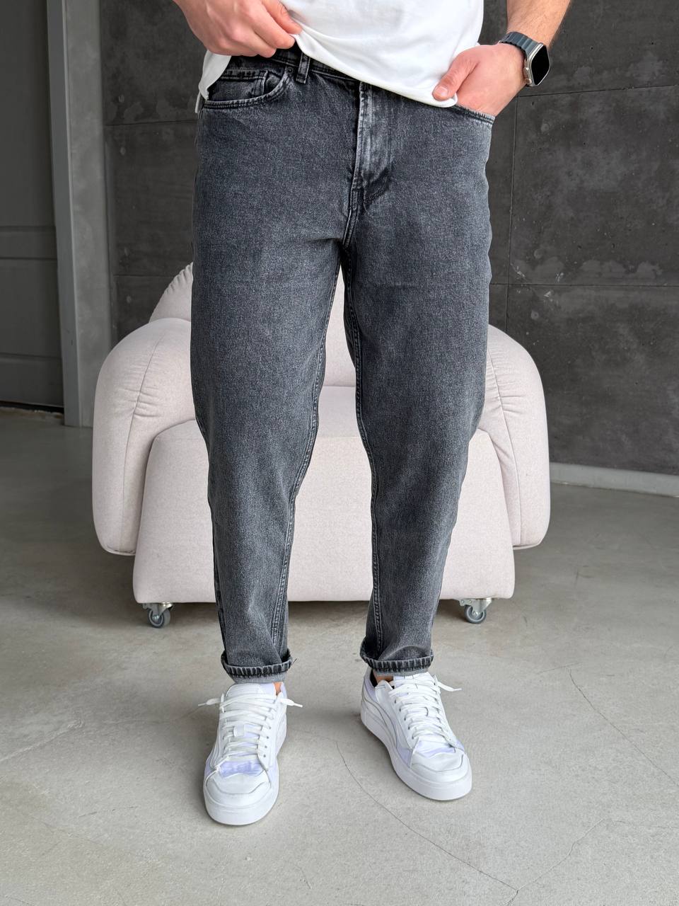 Джинси з потертітсю, сірі 3276