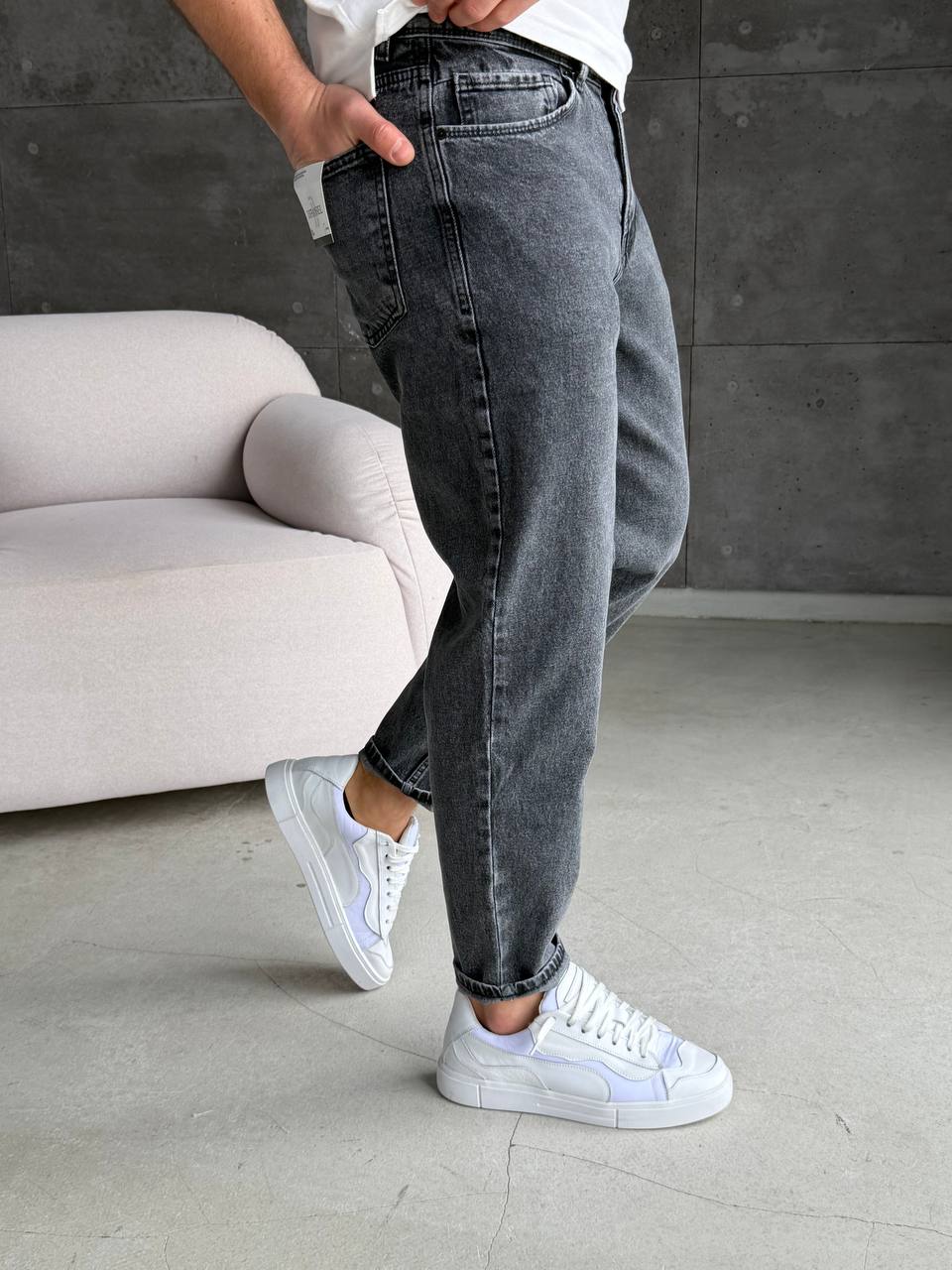 Джинси з потертітсю, сірі 3276