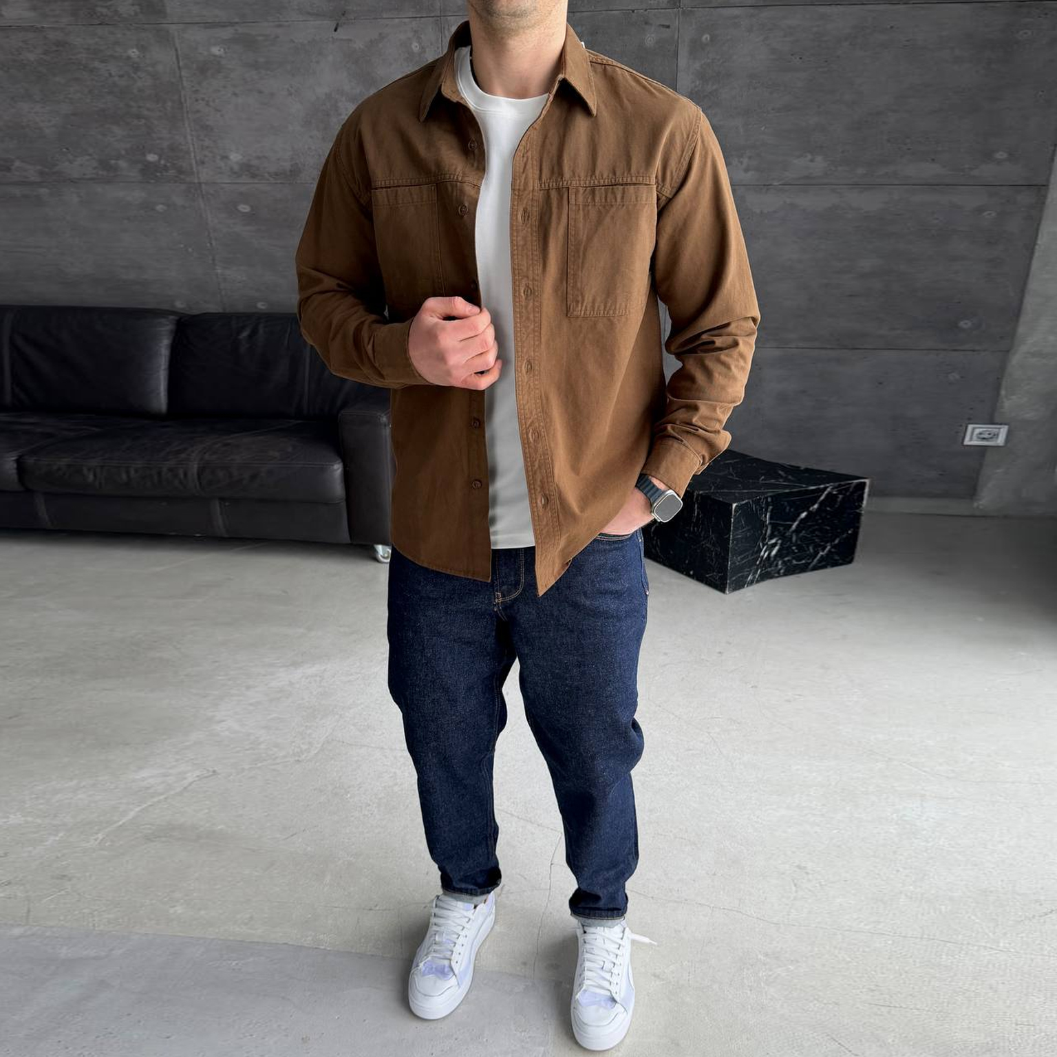 Сорочка джинсова коричнева 8060