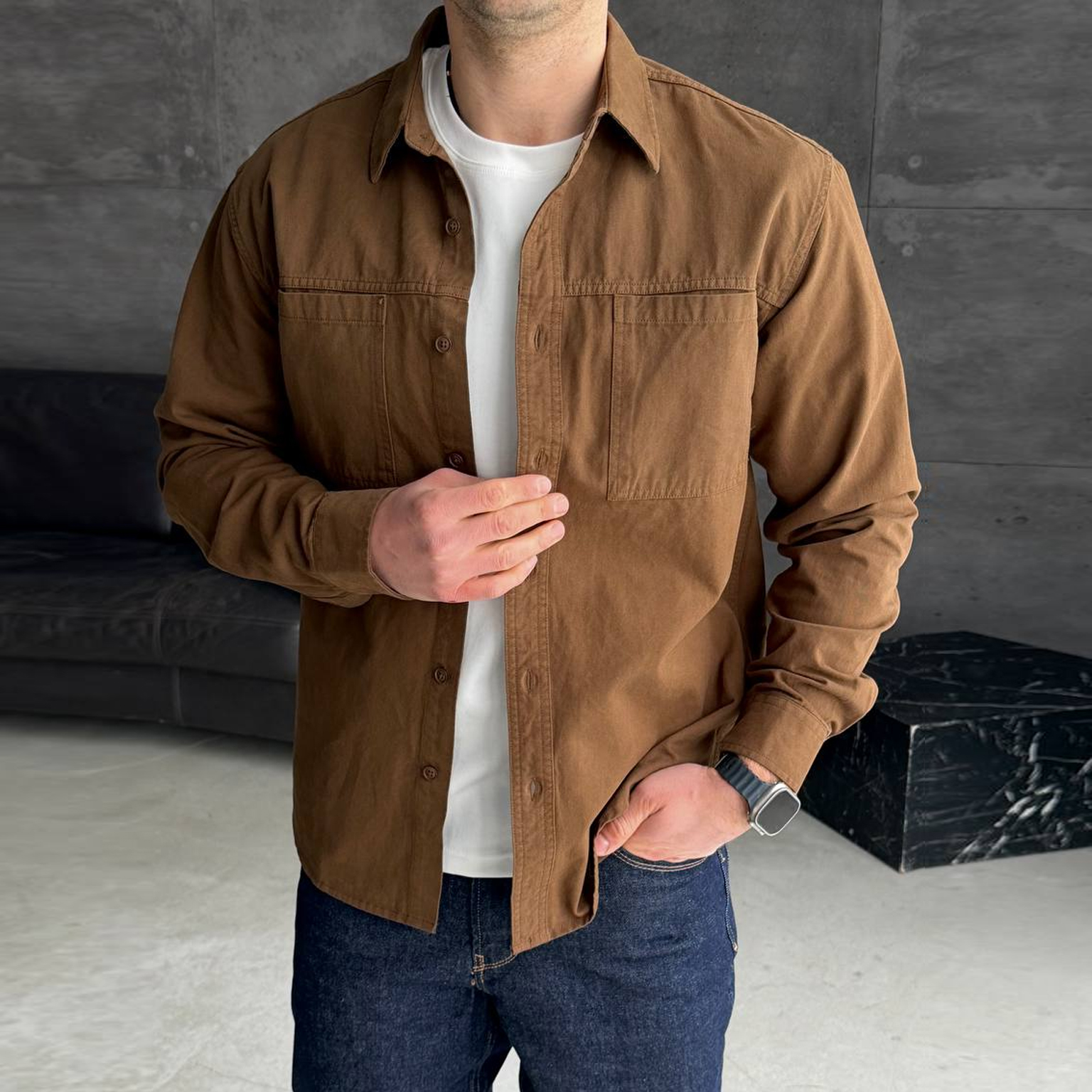 Сорочка джинсова коричнева 8060