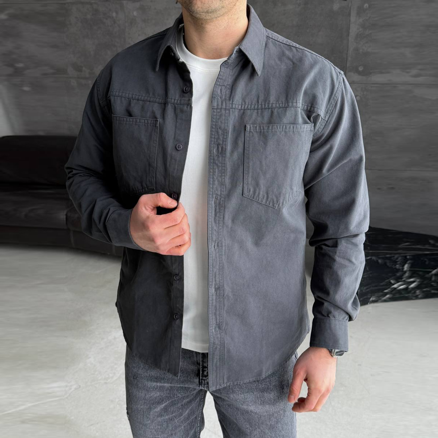 Сорочка джинсова сіра 8073-1