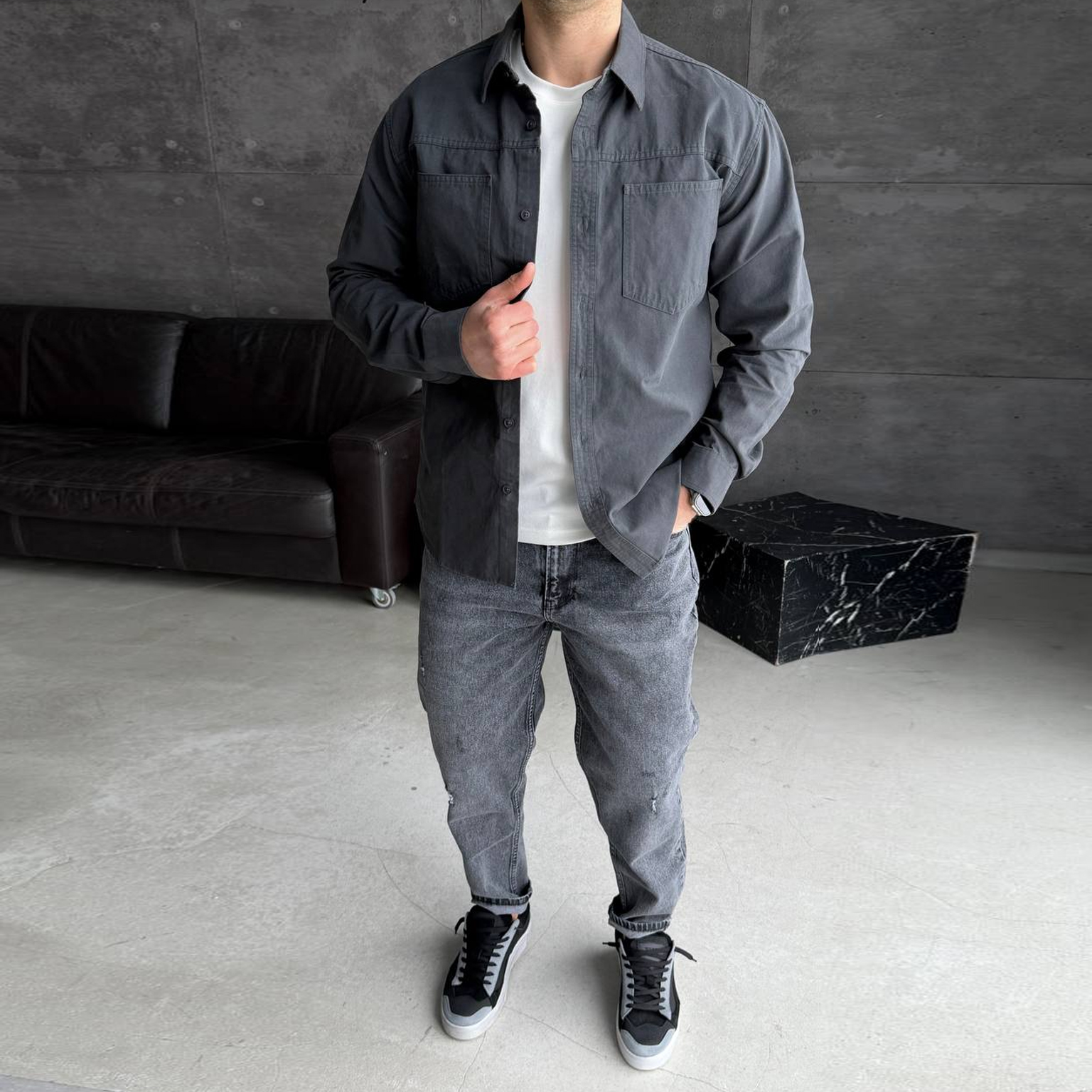 Сорочка джинсова сіра 8073-1