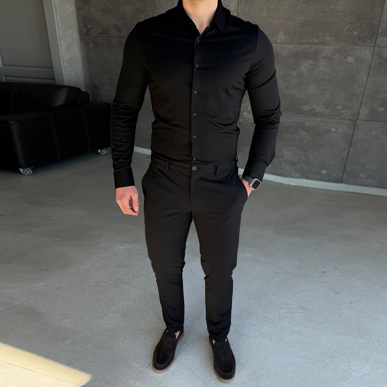 Сорочка класичний комір чорна 1499-2