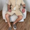 Комплект літній льняний сорочка та шорти, бежевий 7360-4 Комплект літній льняний сорочка та шорти, бежевий 7360-4