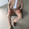Комплект літній льняний сорочка та штани, беж 7322-1 Комплект літній льняний сорочка та штани, беж 7322-1