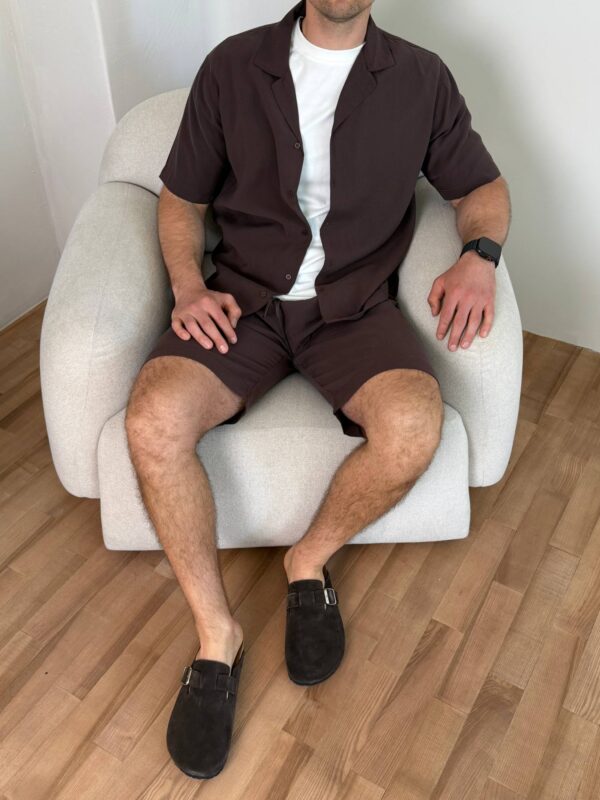Комплект літній сорочка та шорти, коричневий 2717-1 Комплект літній сорочка та шорти, коричневий 2717-1